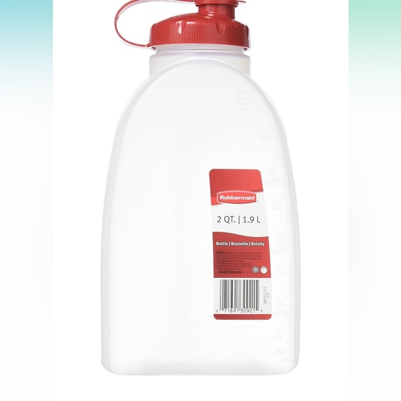 Rubbermaid, Flexible 2qt/1L Red Top & Frosted Clear Container with indented grip - Picture 14 of 14